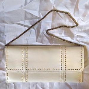 Vintage Fatto A Mano by Carlos Falchi Medium Ivory Leather Stitch Shoulder Bag
